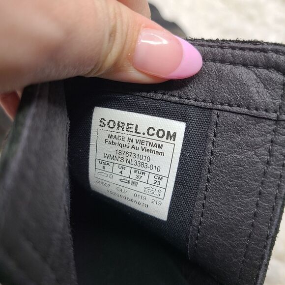 Sorel Cate Cut Out Boots Black Leather Women's sz 6 - Picture 8 of 11